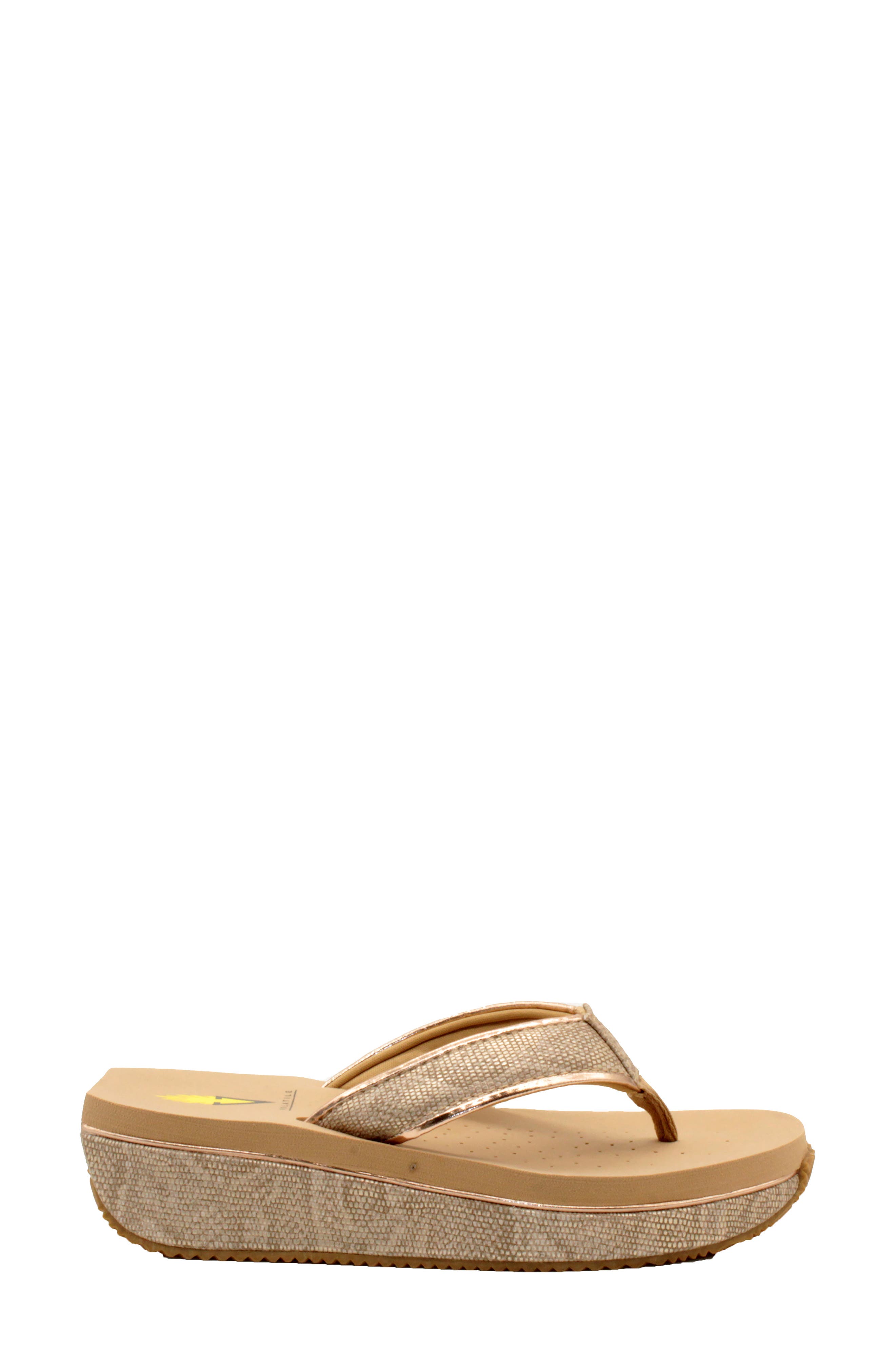 Volatile Neville Platform Flip Flop, Alternate, color, Champagne Faux Leather