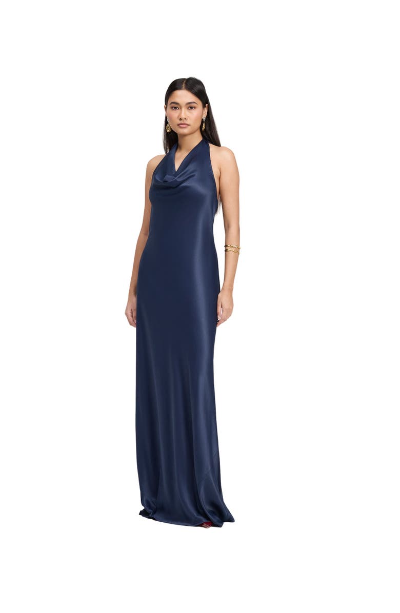 Ghost London Elara Cowl Front Satin Maxi Dress, Main, color, Navy