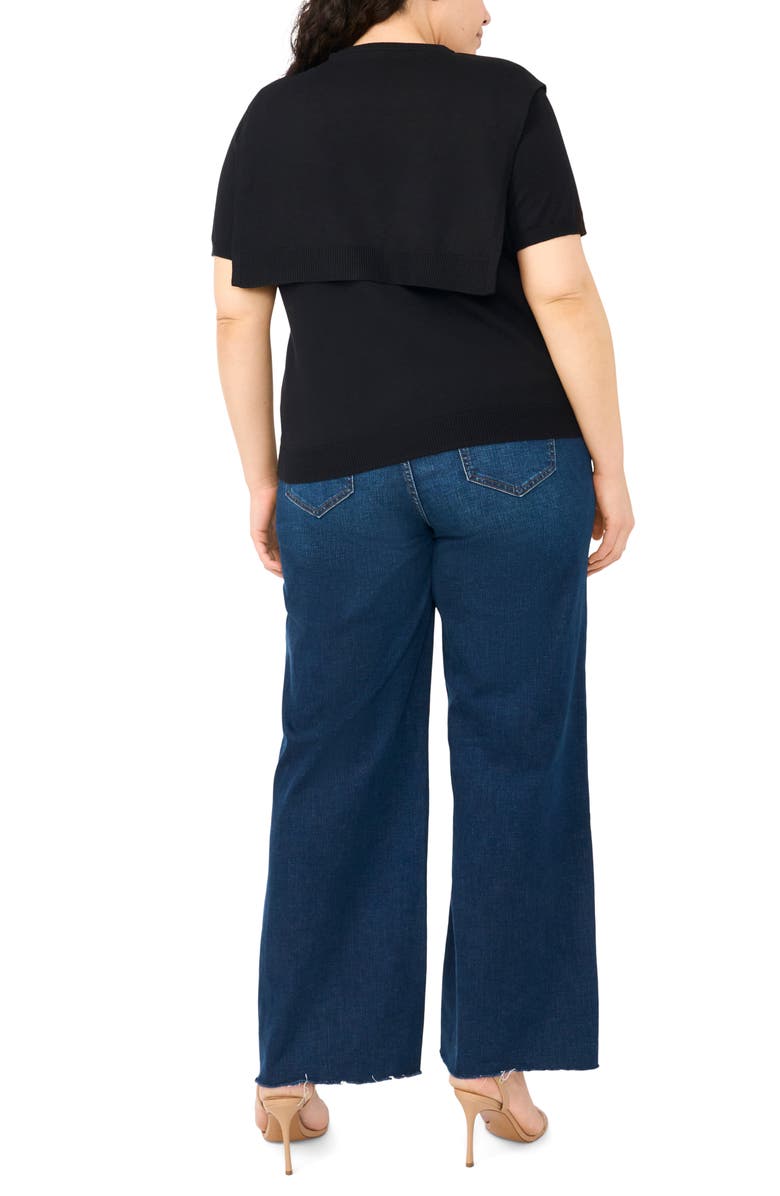 Halogen<sup>®</sup> Shoulder Wrap Short Sleeve Sweater, Alternate, color, Rich Black