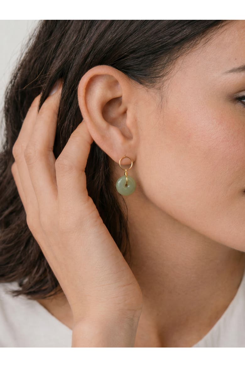Coin Green jade hollow earrings, Alternate, color, Light green