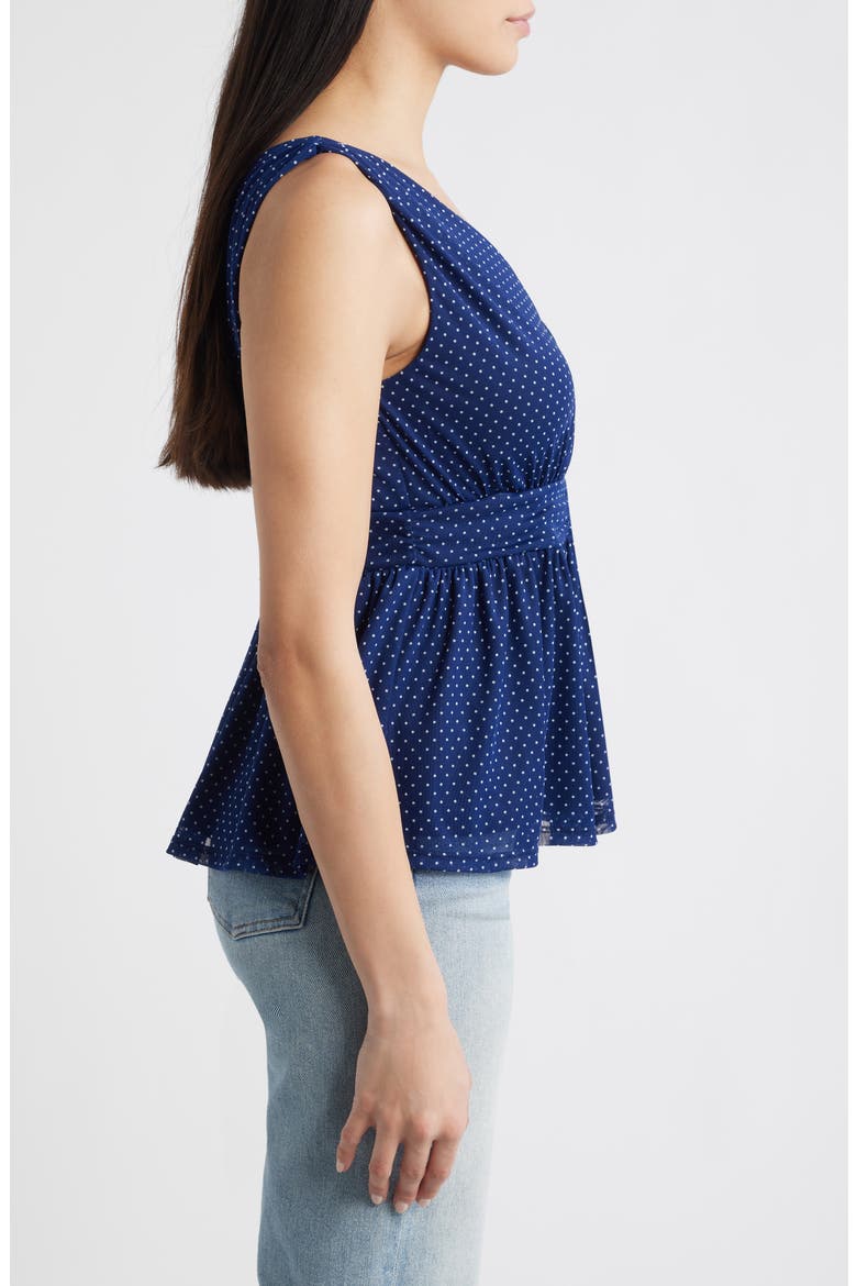 Sleeveless Peplum Top, Alternate, color, NAVY