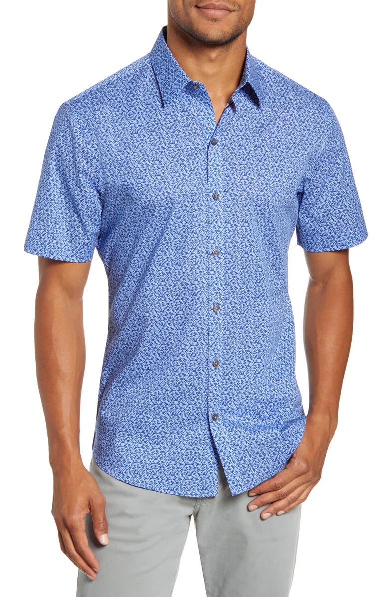 Zachary Prell Perani Regular Fit Print Short Sleeve Button-Up Shirt, Main, color, 