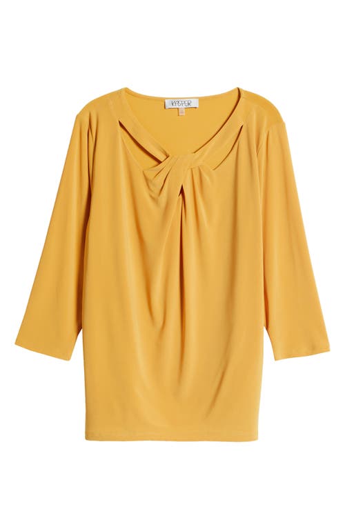 Kasper Twist Neck Cutout Top In Gold Signature
