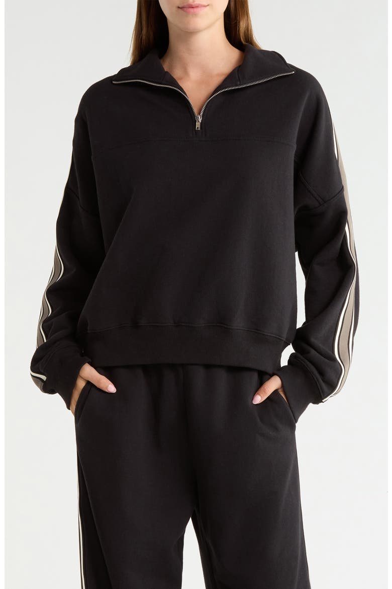Goldie French Terry Quarter Zip Pullover, Main, color, BLACK/ LENTIL