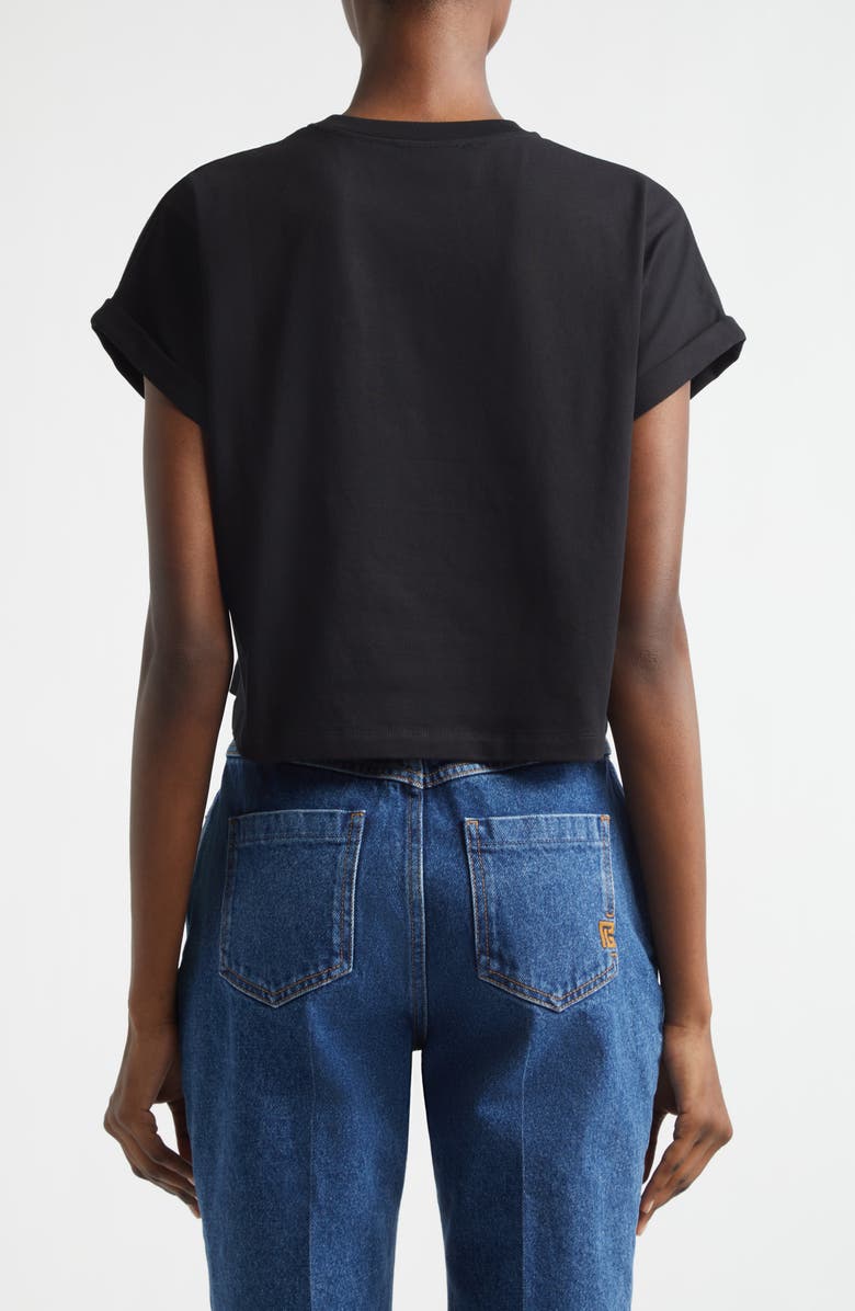 Balmain Paris Logo Graphic Crop T-Shirt, Alternate, color, Eab Blk/ White