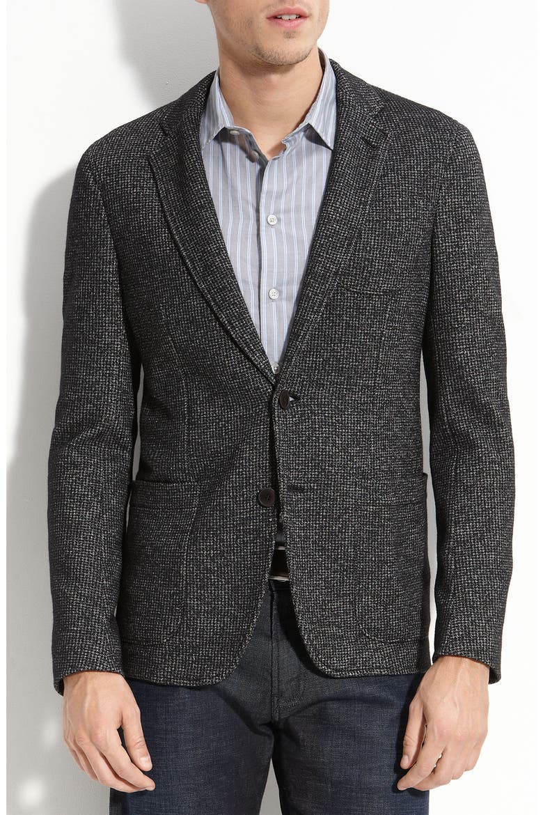 Armani Collezioni Micro Houndstooth Knit Blazer, Main, color, ELEPHANT