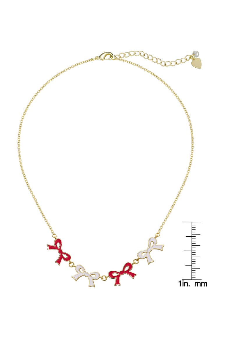 Kids' Flat Bow Link Necklace, Alternate, color, RED/ WHITE