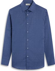 Bugatchi Julian Shaped Fit Medallion Print Stretch Cotton Button-Up Shirt