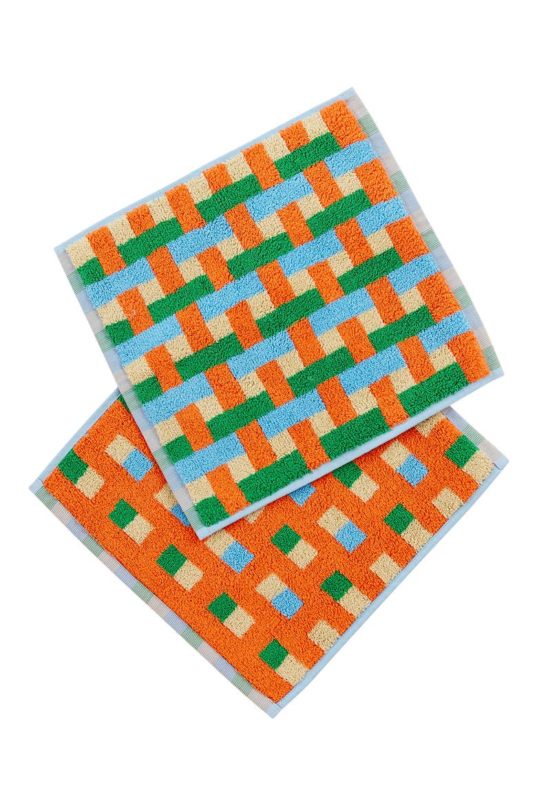 Basket Weave Pattern Washcloth, Alternate, color, BLUE WEAVE