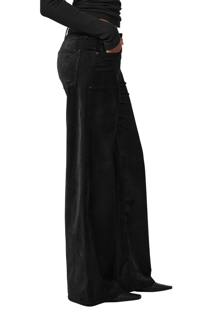 Loli Mid Rise Baggy Velvet Jeans, Alternate, color, BLACK