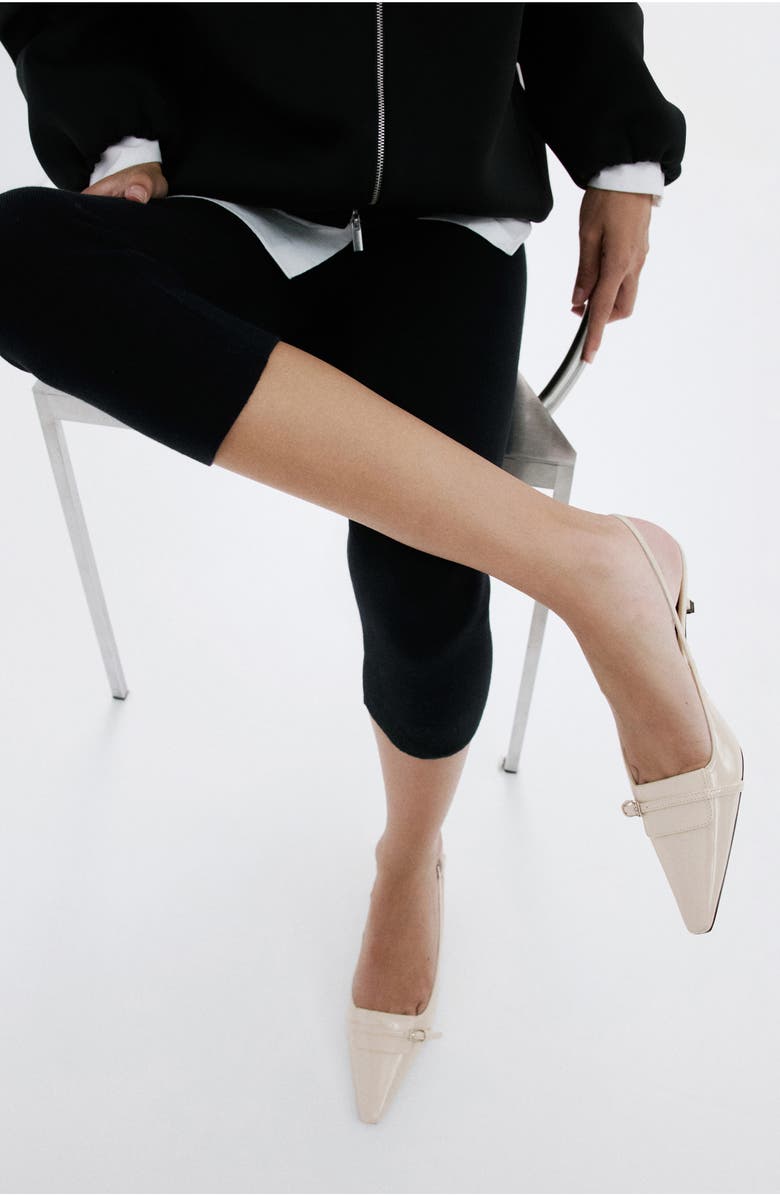 MANGO Slingback Kitten Heel Pump, Alternate, color, Ecru