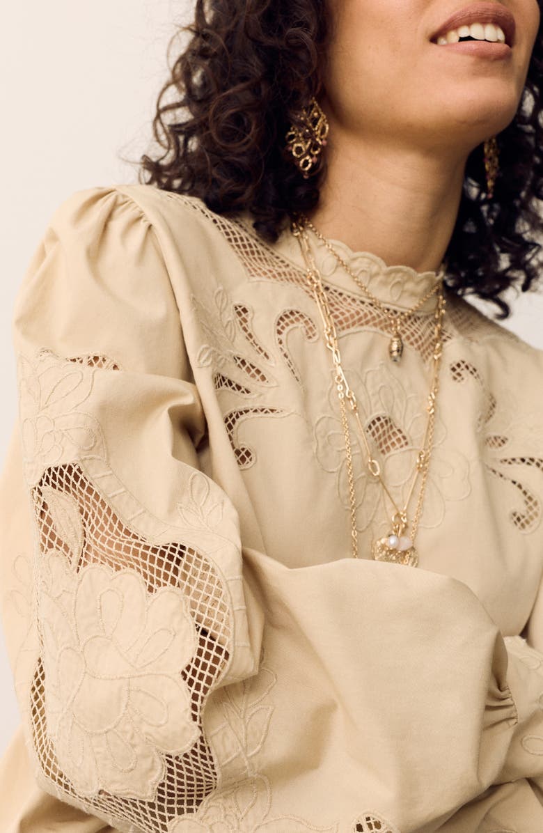 PER UNA BY M&S Cutwork Blouse, Alternate, color, Sandstone Brown