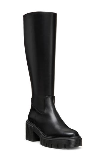 Stuart Weitzman Soho Calf-length Leather Boots In Black