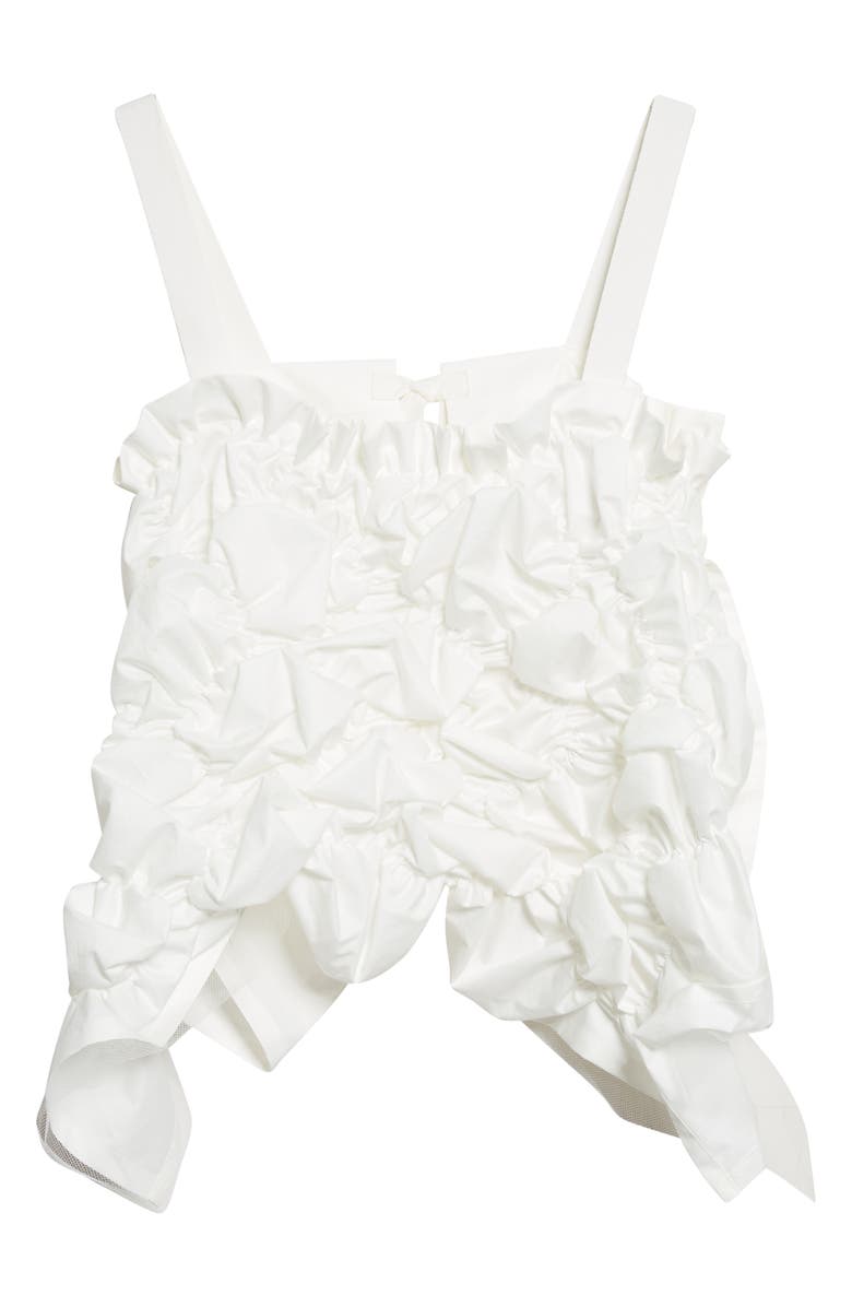 Tao Comme des Garçons Gathered Tumbled Cotton & Tulle Corset Top, Main, color, White