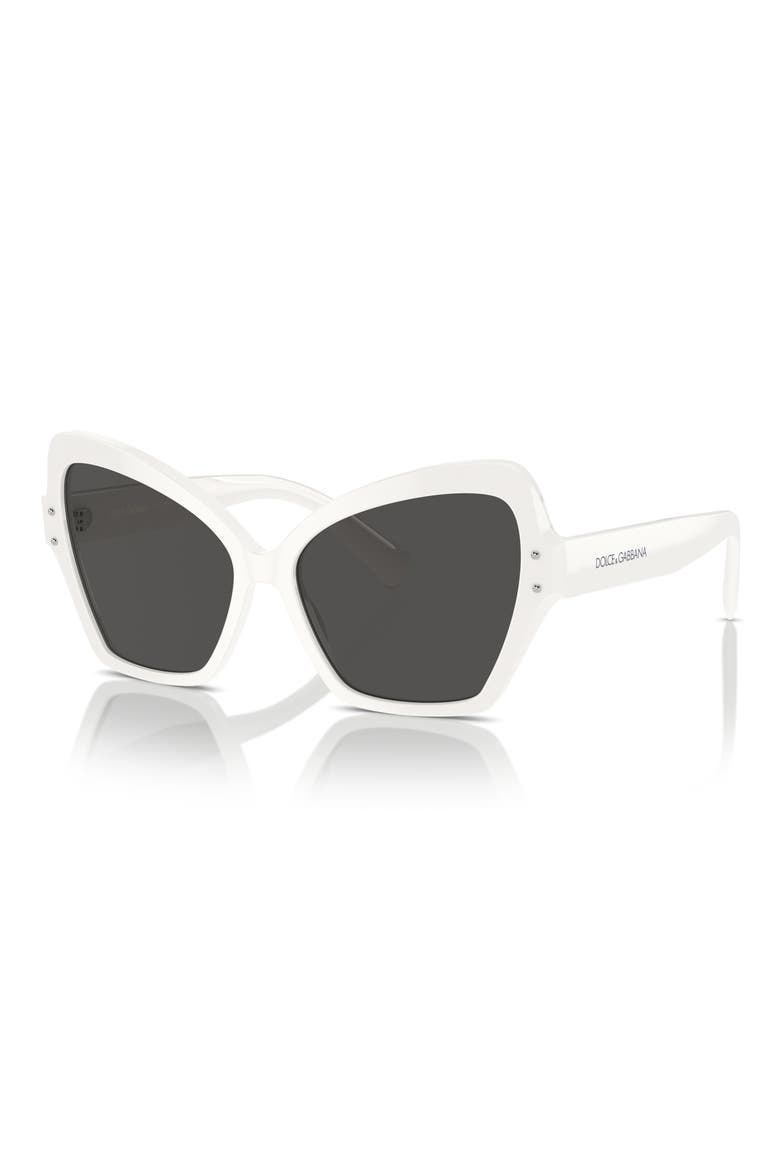 56mm Butterfly Sunglasses, Alternate, color, WHITE