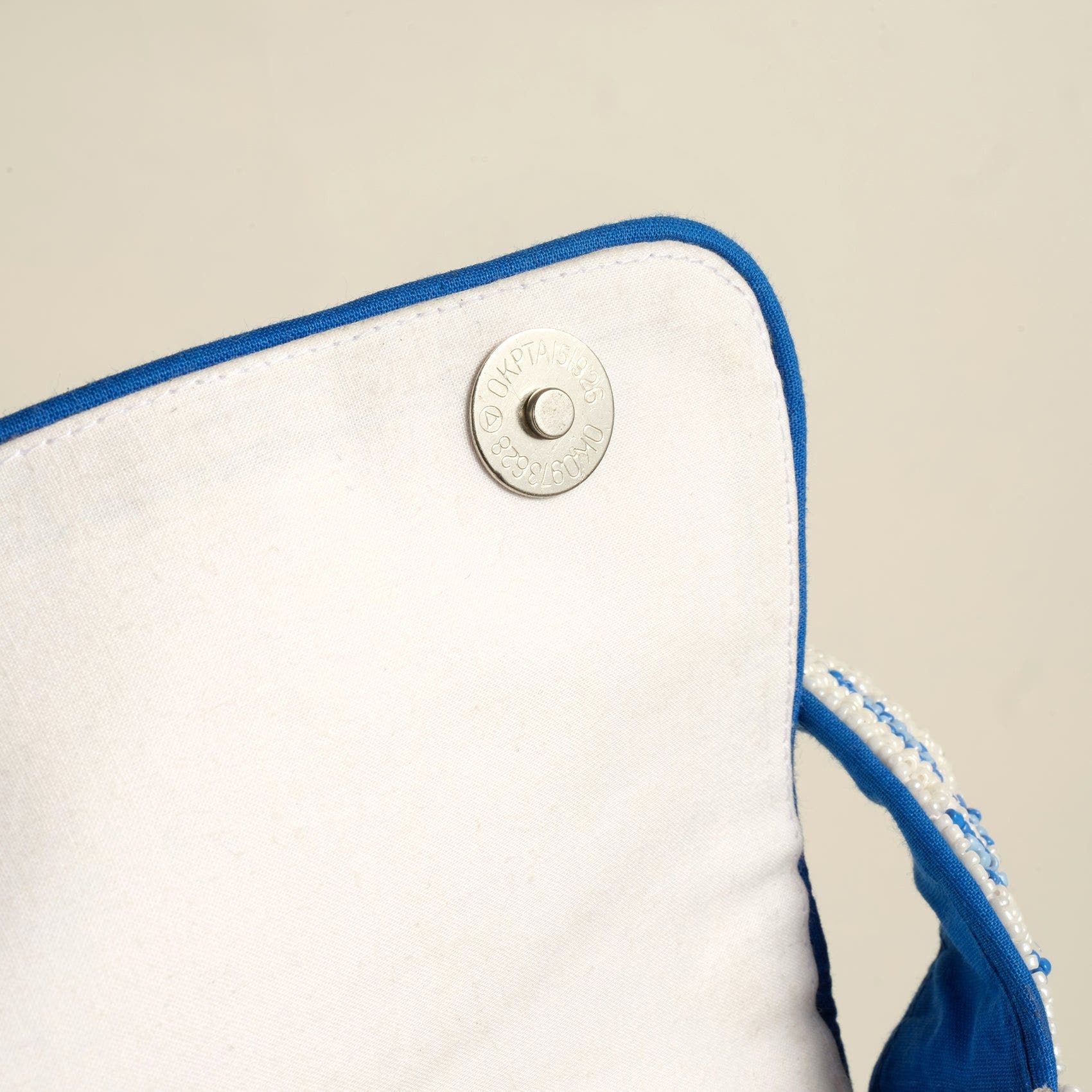 Zsa Zsa Zsu Delhi Beaded 100% Cotton Shoulder Bag 9X6.5 In, Alternate, color, Blue