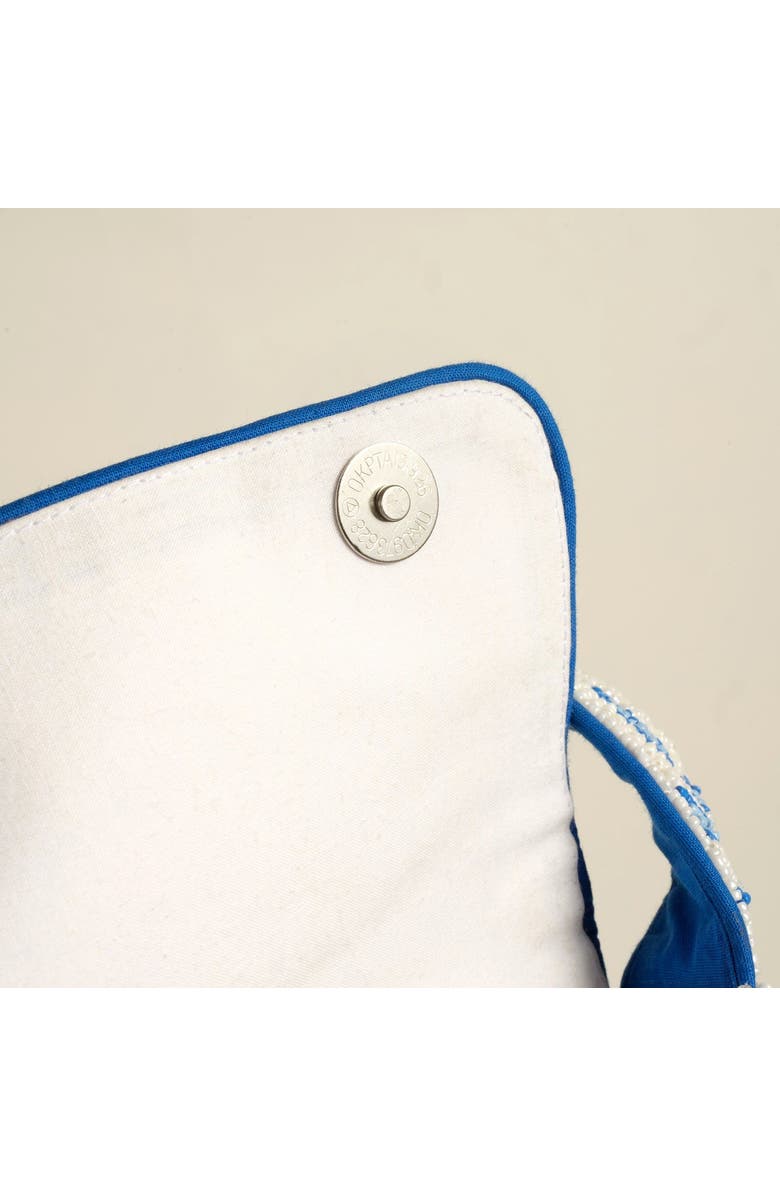 Zsa Zsa Zsu Delhi Beaded 100% Cotton Shoulder Bag 9X6.5 In, Alternate, color, Blue