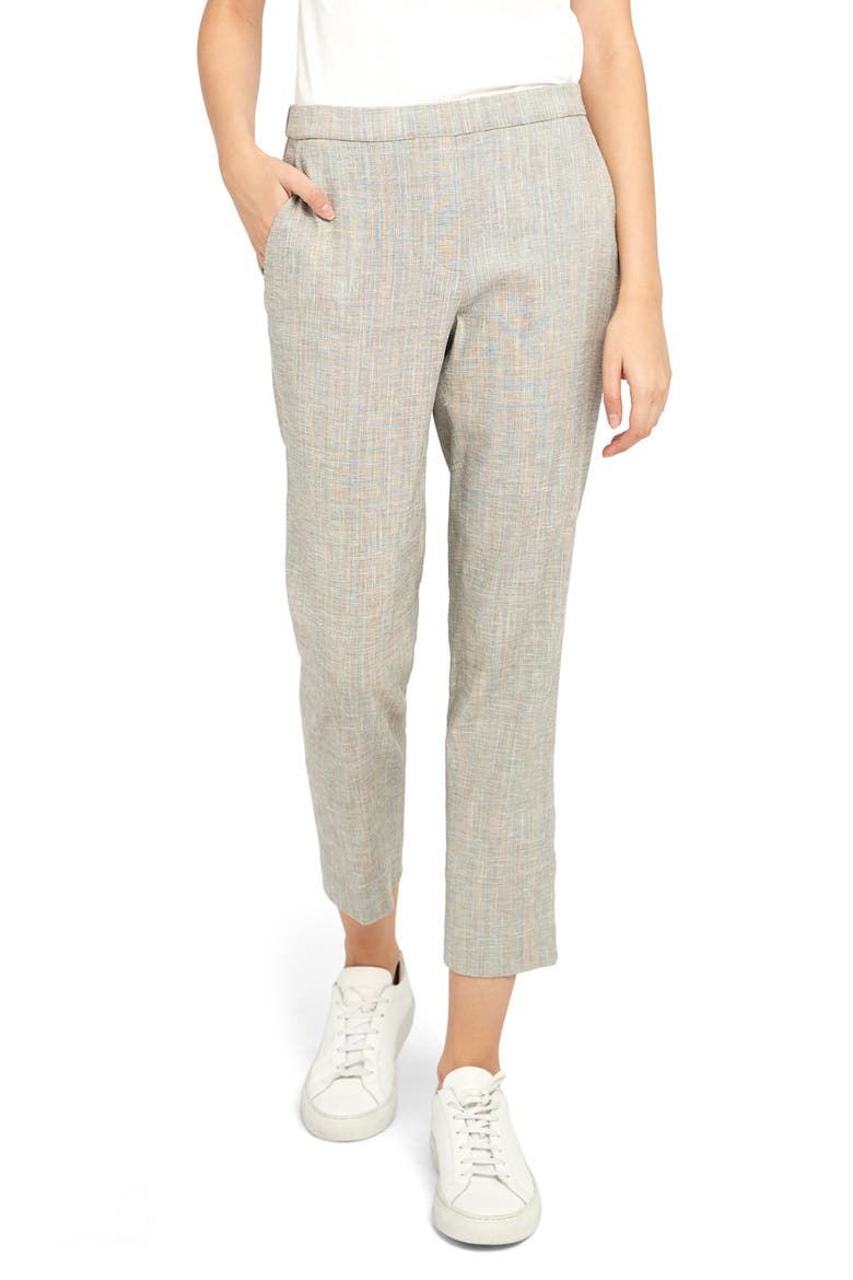 Treeca Pull-On Linen Blend Crop Trousers, Main, color, MULTI