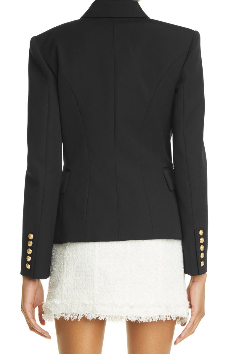 Balmain Double Breasted Wool Grain de Poudre Jacket, Alternate, color,