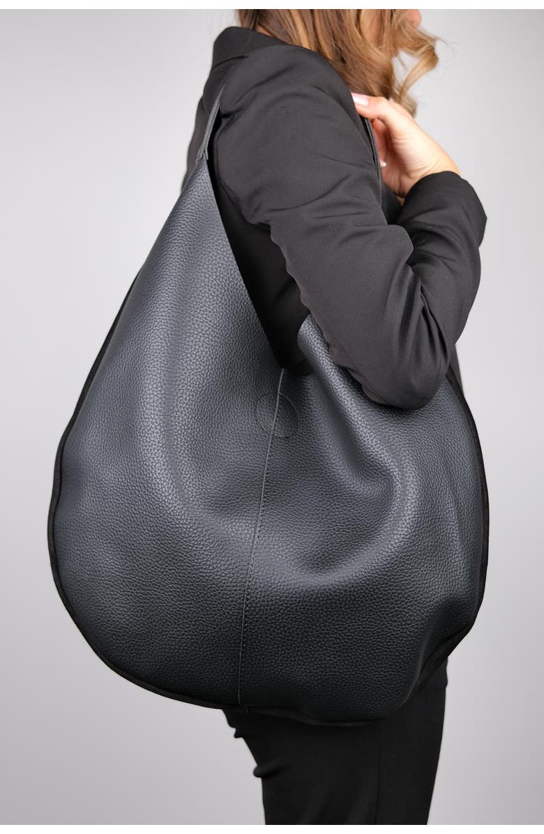 Forever & Always Shoes PUJA Leather Shoulder Bag, Alternate, color, Black Suede