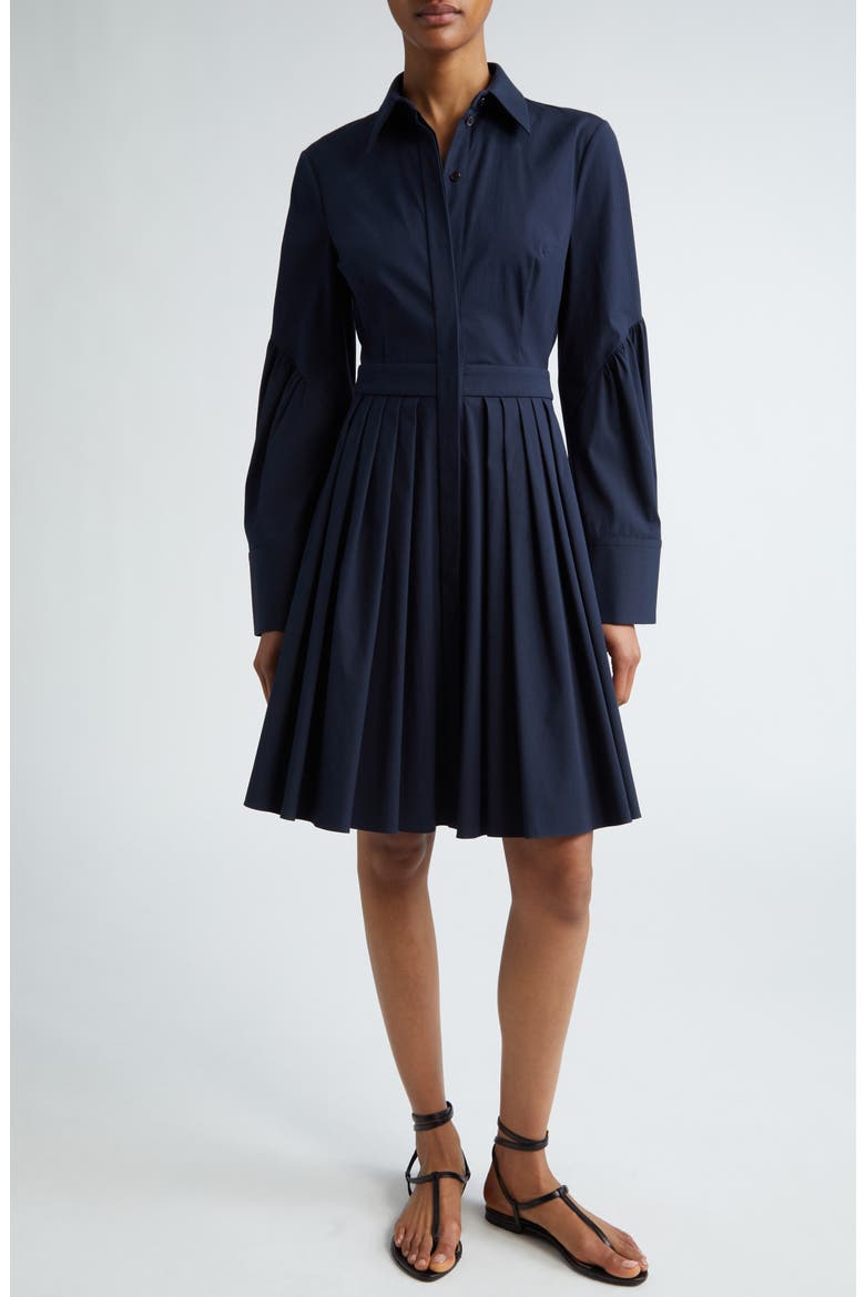 Long Sleeve Stretch Cotton Shirtdress, Main, color, MIDNIGHT