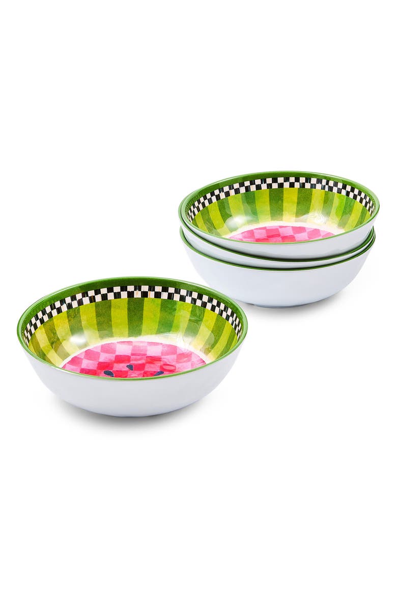 MACKENZIE CHILDS Set of 4 Watermelon Small Melamine Bowls, Main, color, Green