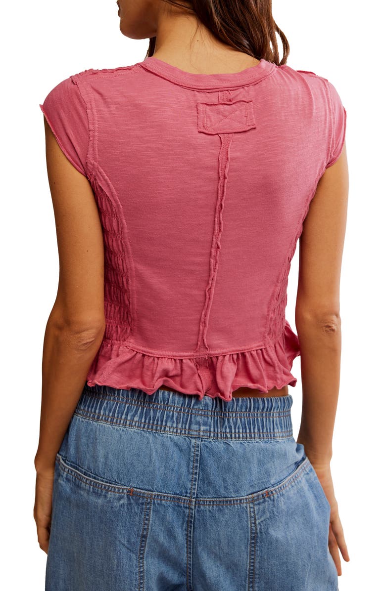 Free People Sylvie Cap Sleeve Smocked Top, Alternate, color, Soothing Petal