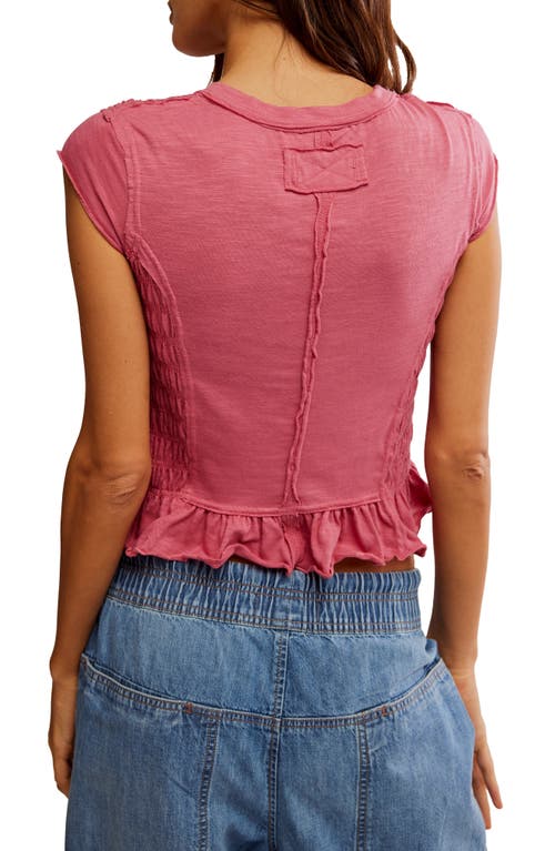Free People Sylvie Smocked Ruffle Cropped Tee In Soothing Petal
