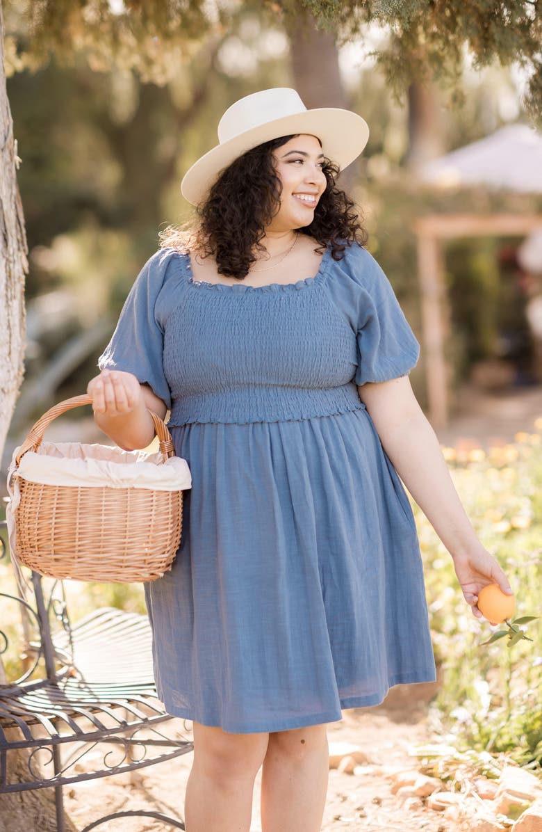 Kindred Bravely Madeline Smocked Puff Sleeve Maternity/Nursing Dress, Alternate, color, 