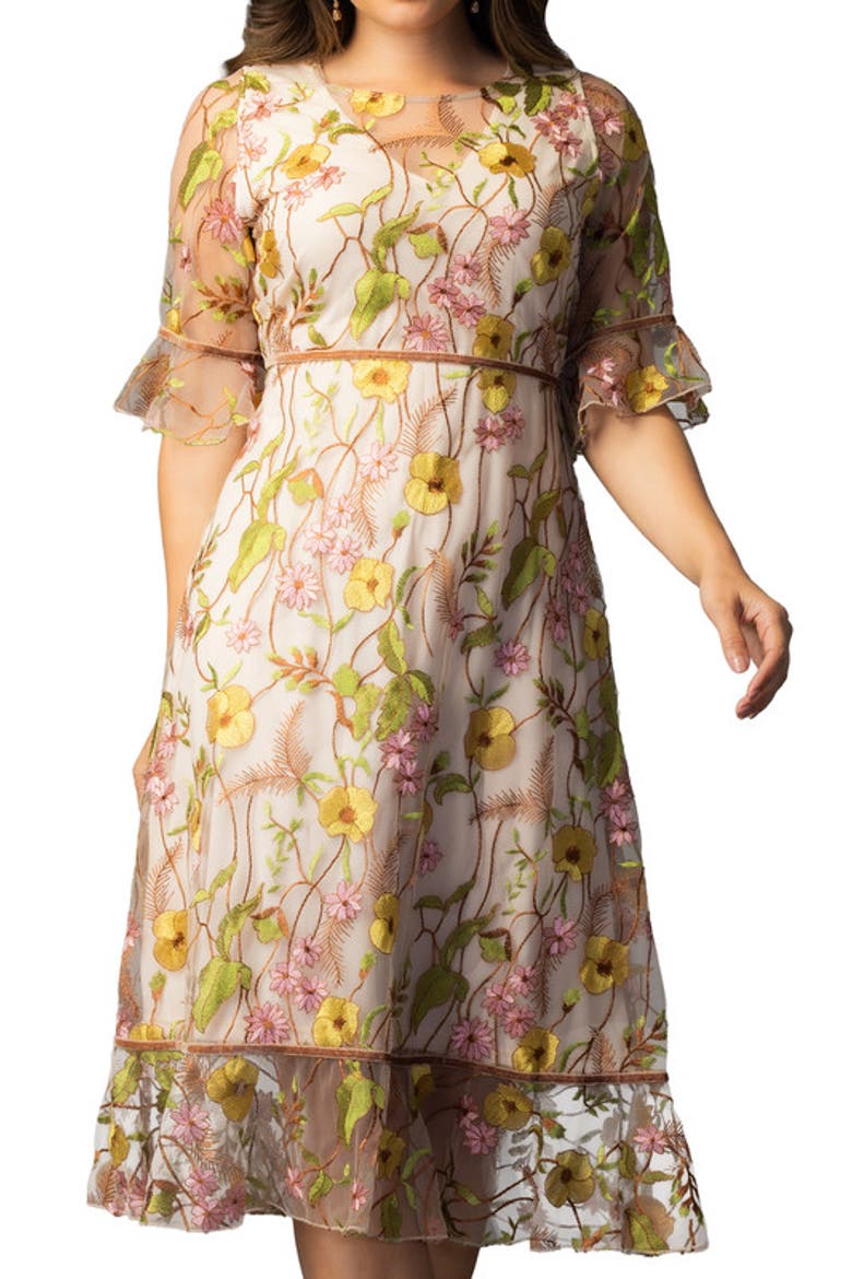 Wildflower Embroidered Dress, Alternate, color, Sunkissed Garden