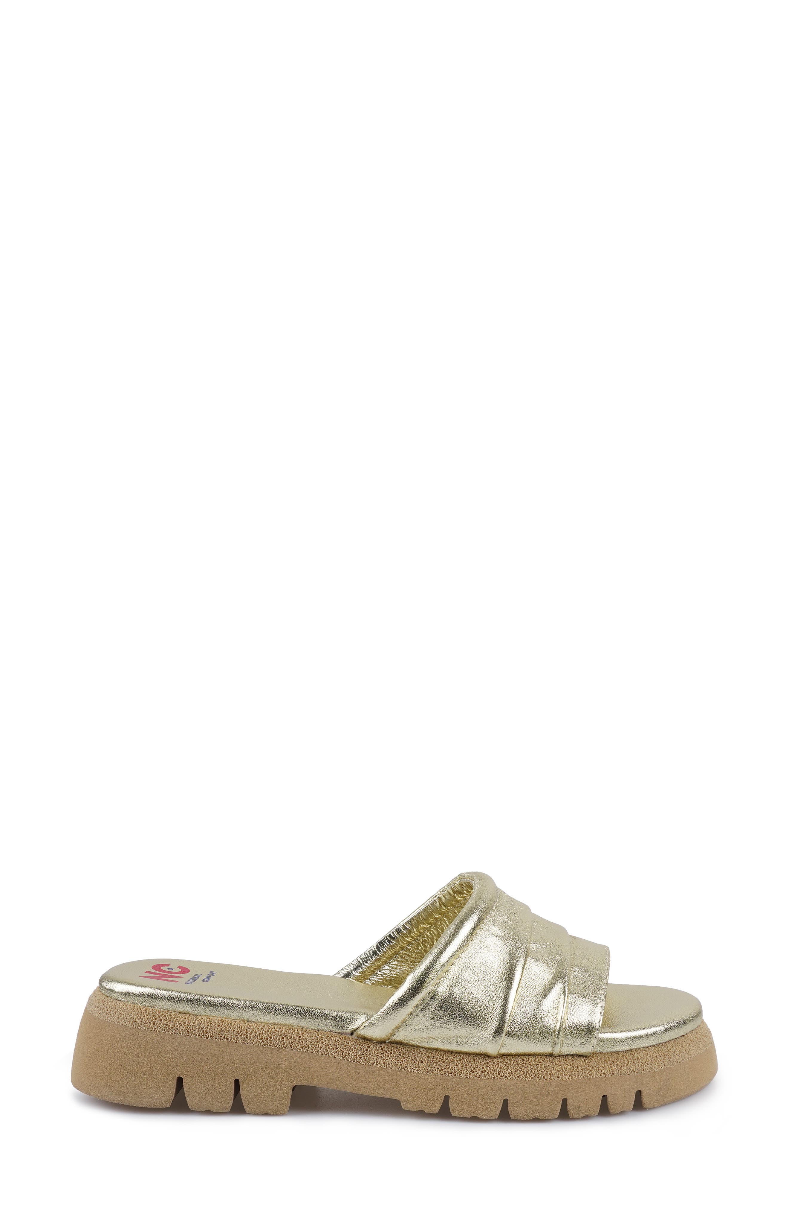 Ferna Platform Slide Sandal, Alternate, color, GOLD LEATHER