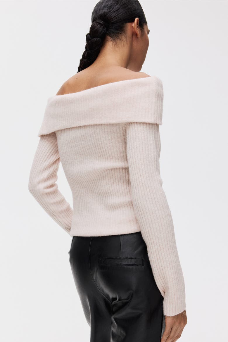 Rib-knit Off-the-shoulder Top, Alternate, color, Pale pink
