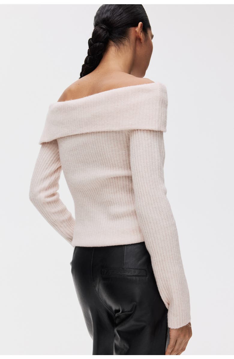 H&M Rib-knit Off-the-shoulder Top, Alternate, color, Pale Pink