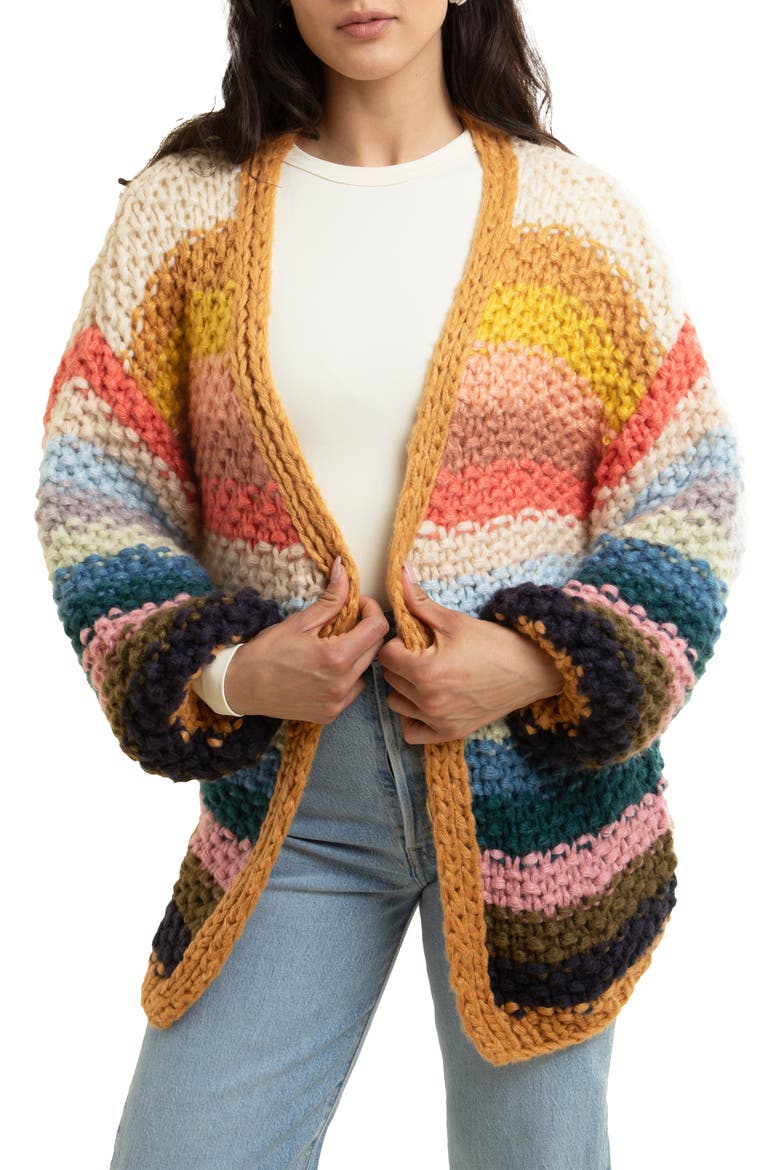 Mayflower Stripe Crochet Cardigan, Main, color, MULTI