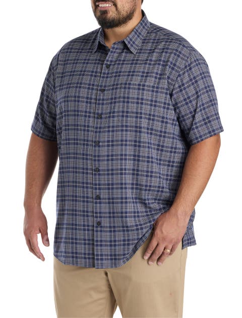 Big 
Tall Microfiber Large Plaid Sport Shirt
