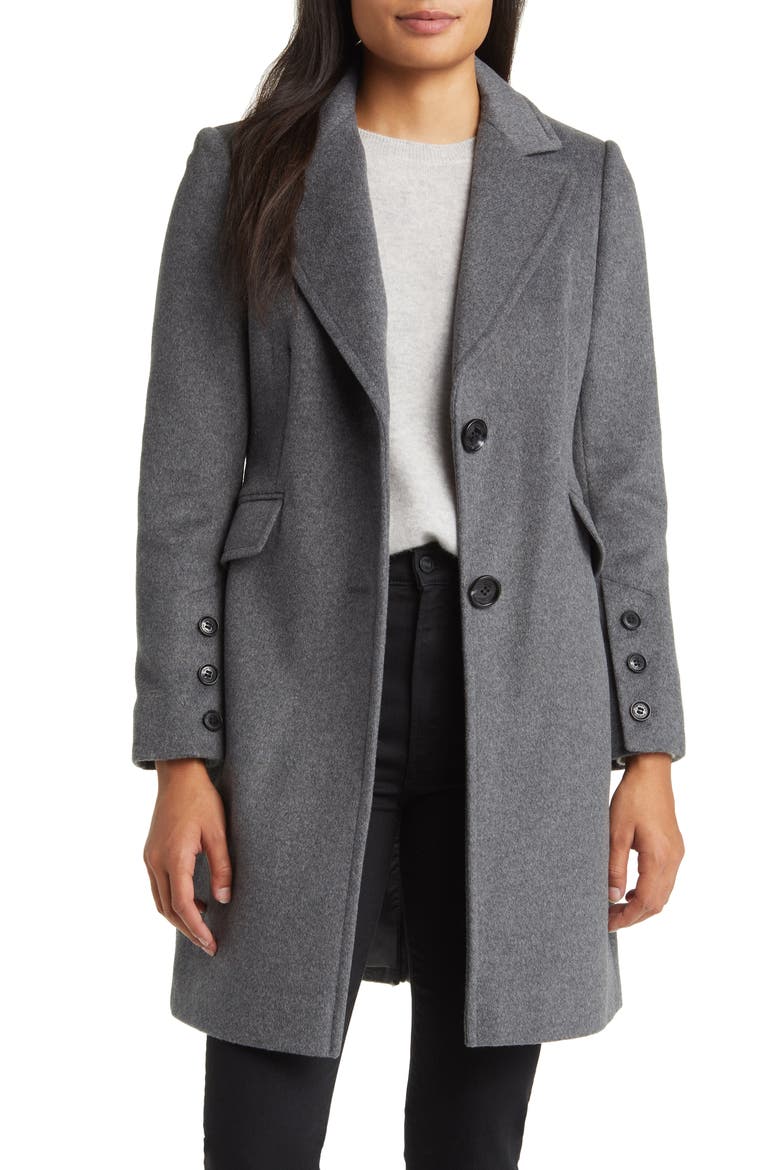 Wool Blend Notch Collar Coat, Alternate, color, GREY