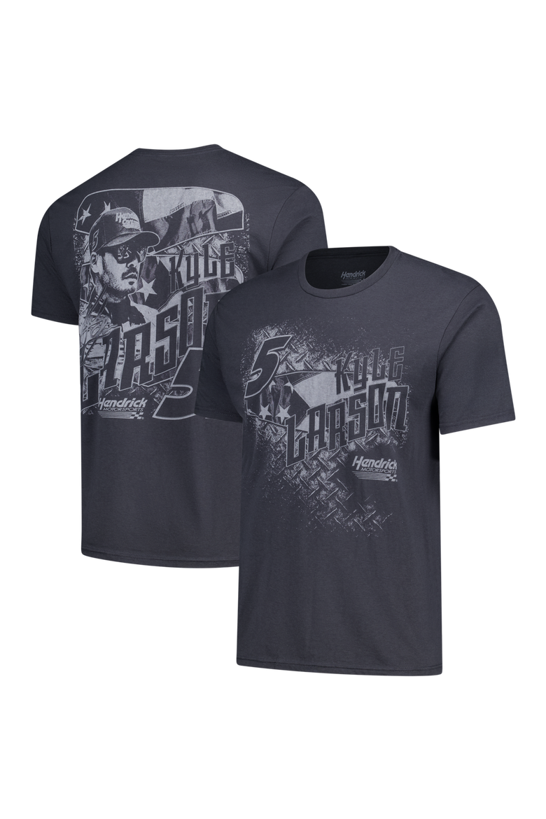 Men's Classic Ink Charcoal Kyle Larson Flag Tri-Blend T-Shirt, Main, color, Charcoal