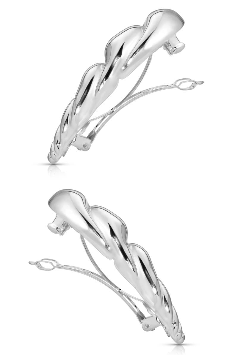 Ettika Twisted Conch Metal 2-Pack Barrettes, Alternate, color, Silver