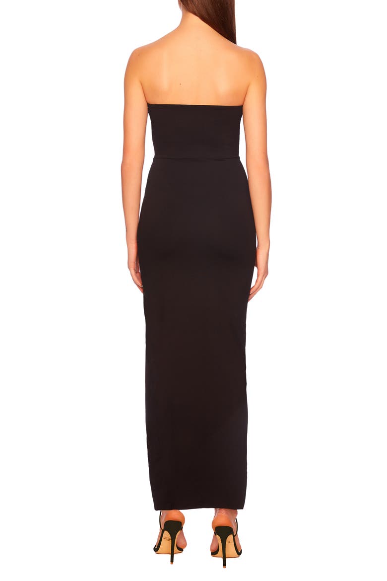 Strapless Midi Dress, Alternate, color, BLACK