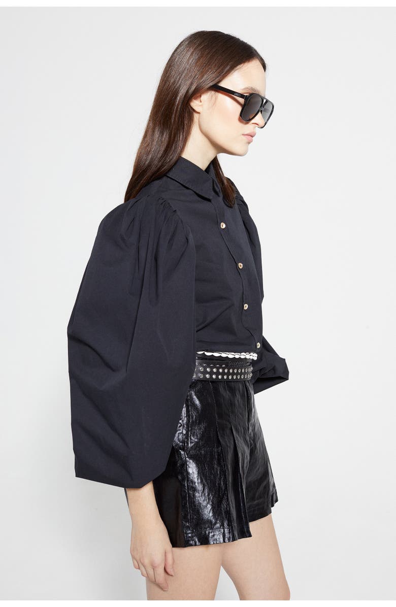 LANHTROPY Frida Linen Shorts, Alternate, color, Black