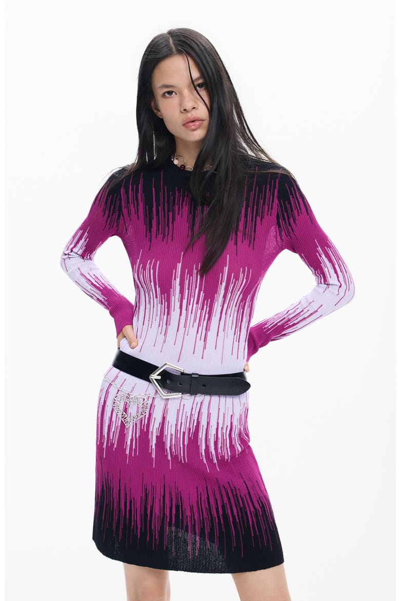 Ombré Long-Sleeve Sweater Dress, Alternate, color, PINK