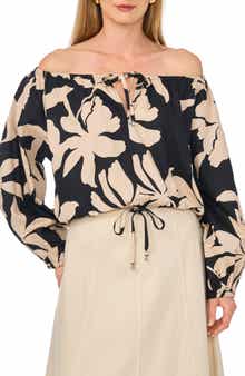 Off the Shoulder Drawstring Crop Top