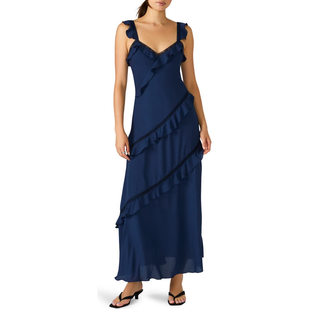 Steve Madden Versailles Ruffle Sleeveless Maxi Dress In Blue