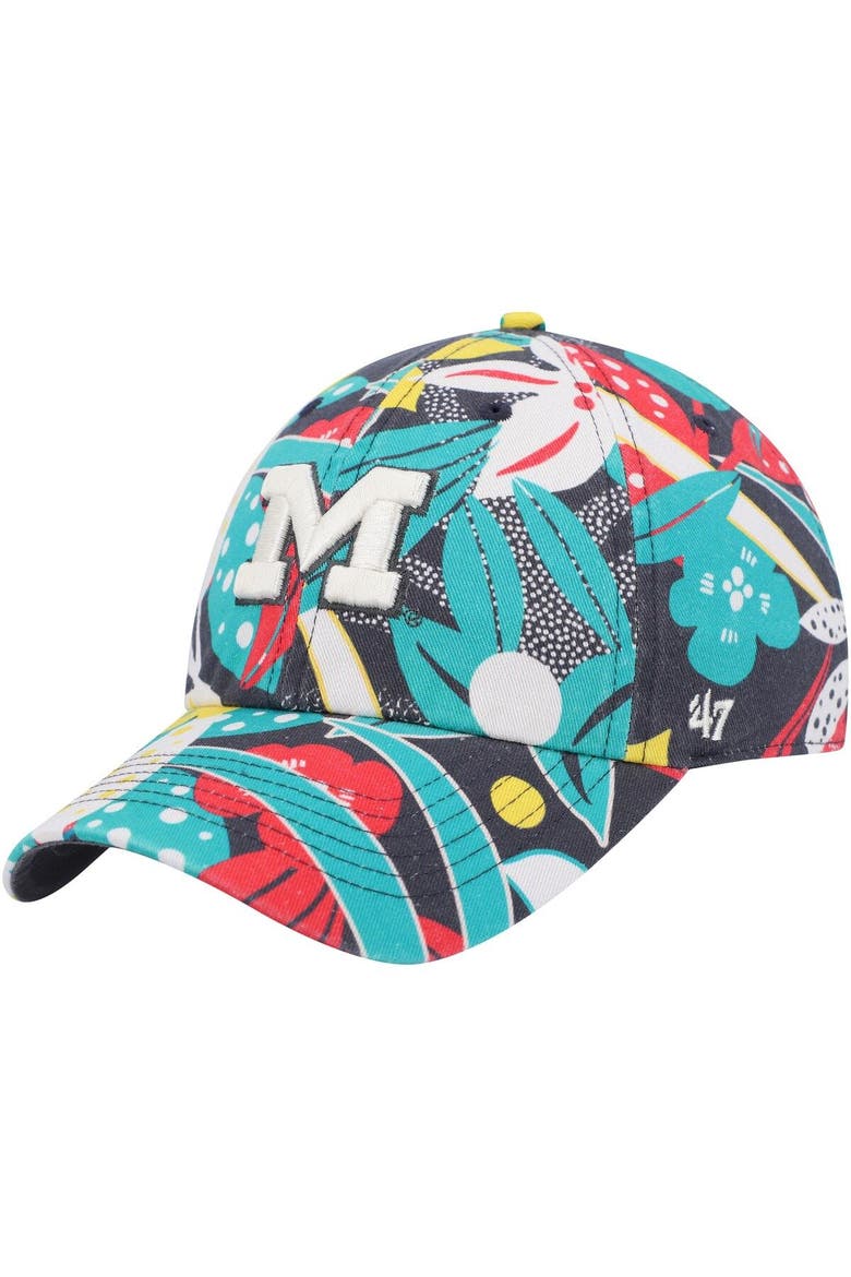 Women's '47 Charcoal Michigan Wolverines Plumeria Clean Up Adjustable Hat, Main, color, Charcoal