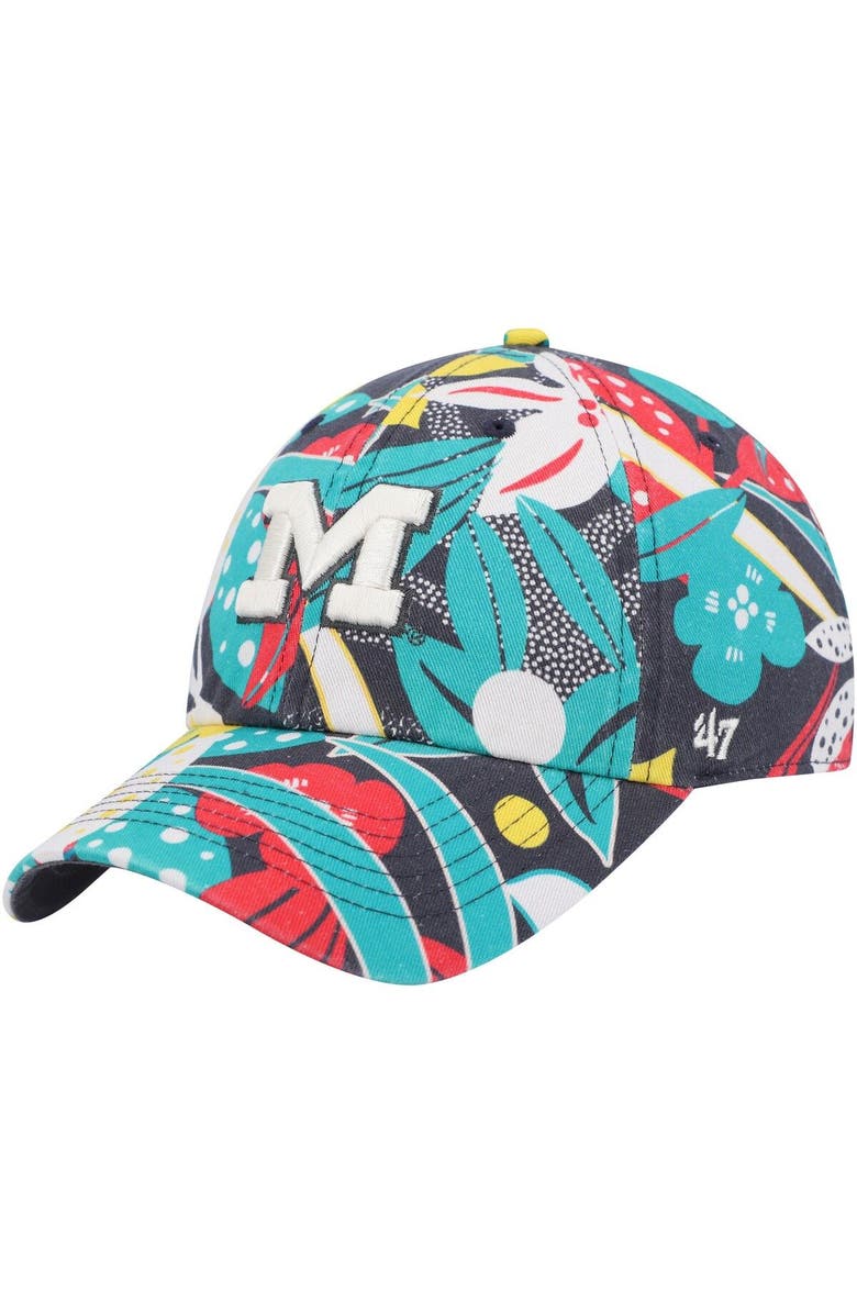 '47 Women's '47 Charcoal Michigan Wolverines Plumeria Clean Up Adjustable Hat, Main, color,