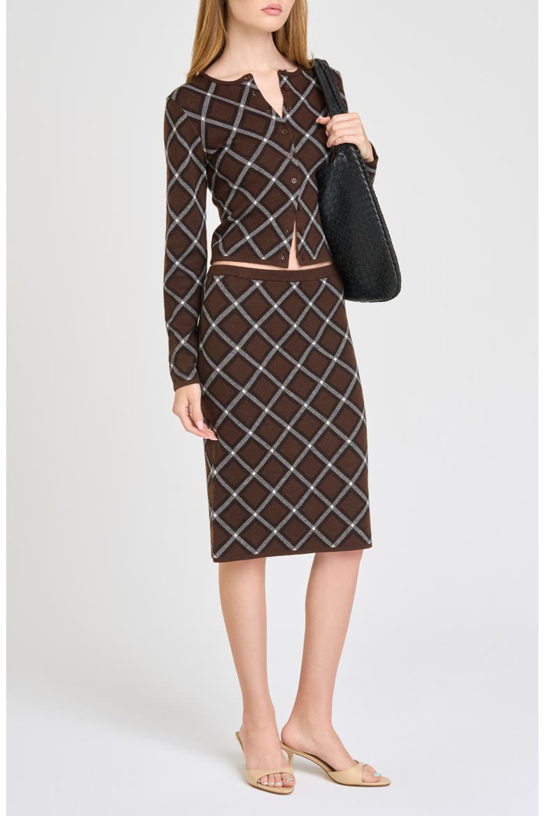 Willa Leopard Print Sweater Skirt, Alternate, color, BROWN CHECKER