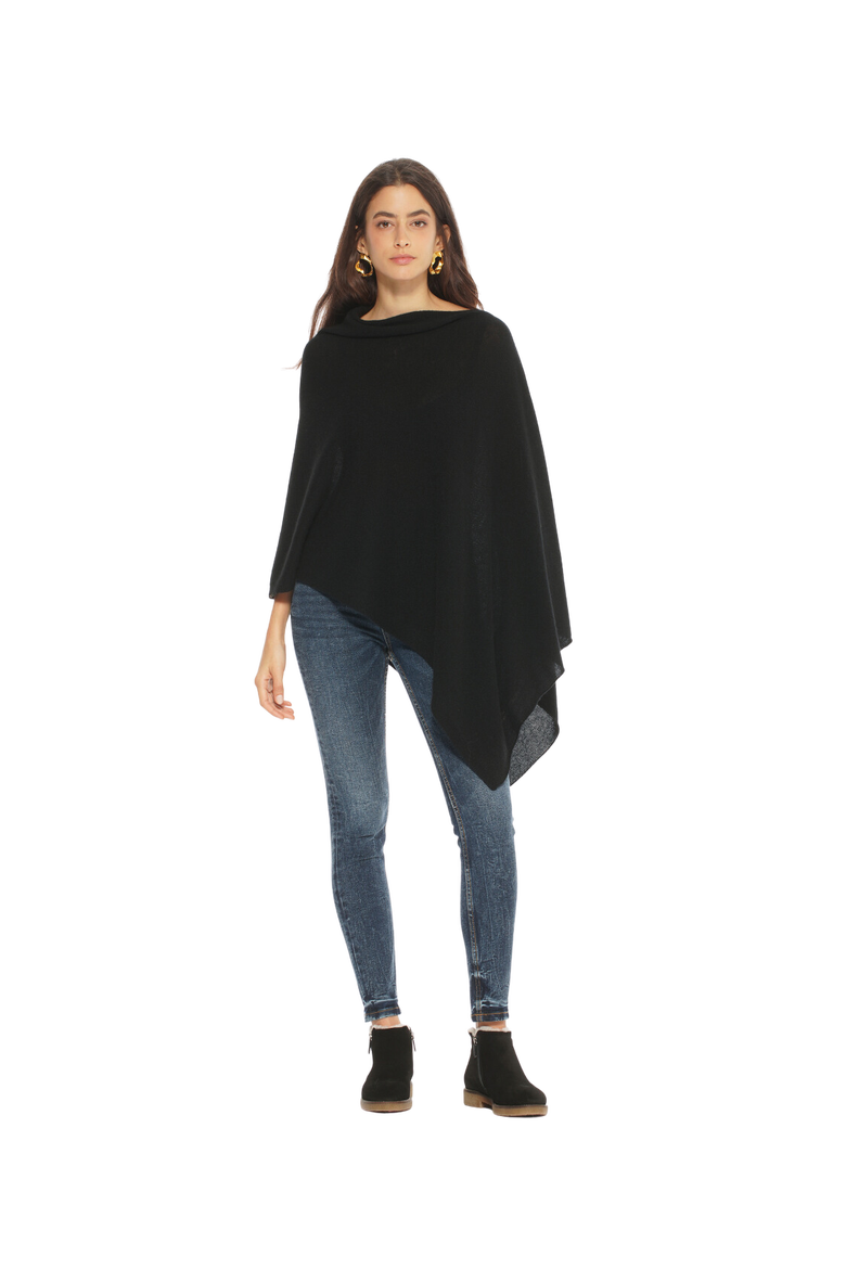 Essential Pure Cashmere Poncho, Alternate, color, Black
