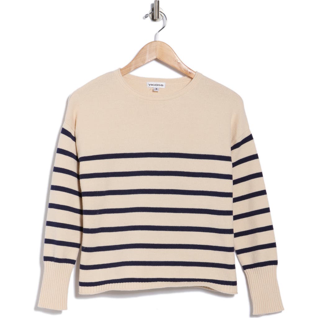 Vigoss Stripe Knit Sweater In Animal Print