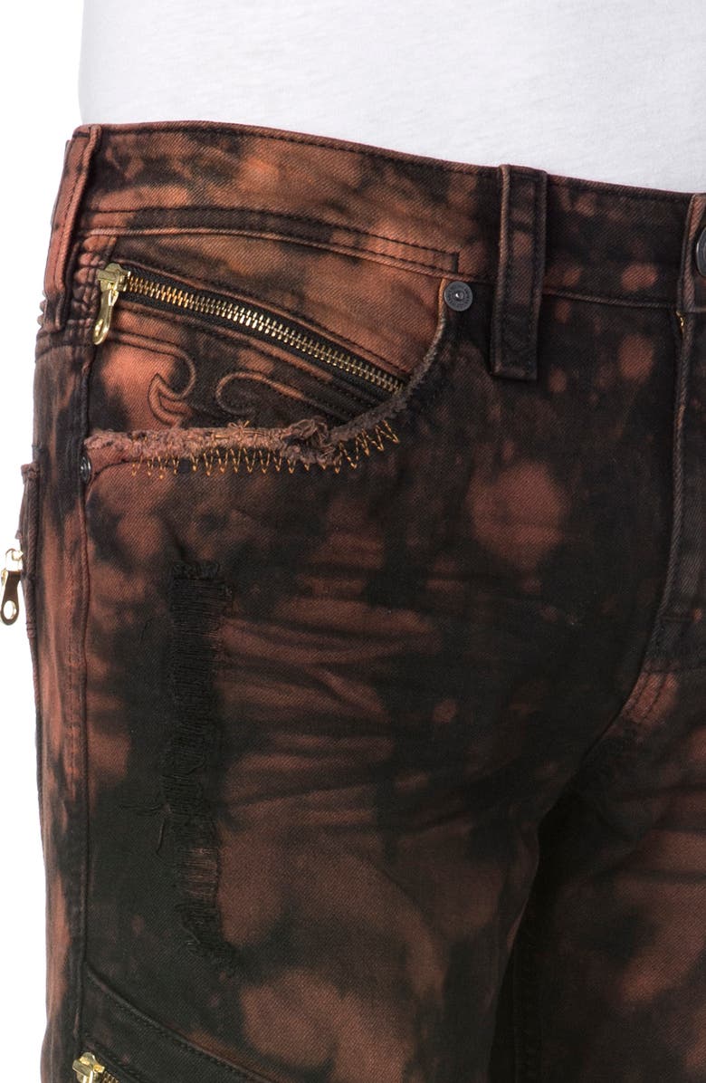 Rock Revival Towel Bleach Moto Skinny Jeans, Alternate, color,