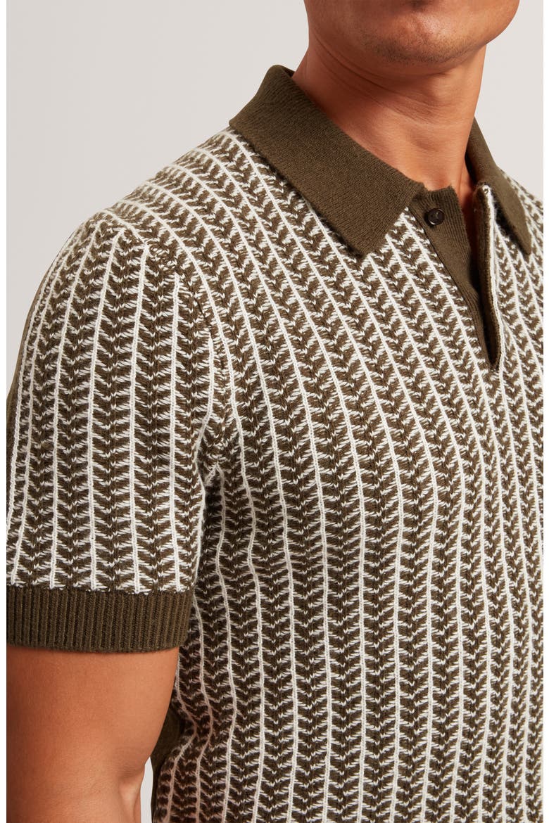 Kolomer Textured Herringbone Polo, Alternate, color, OLIVE